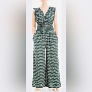 Max Studio Green Patterned Jumpsuit